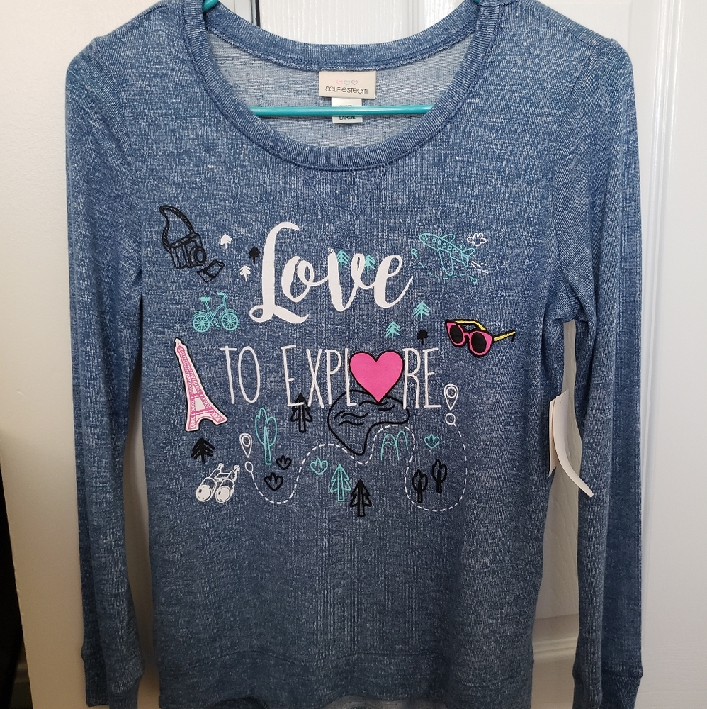 Girls L Knit graphic long sleeve tee